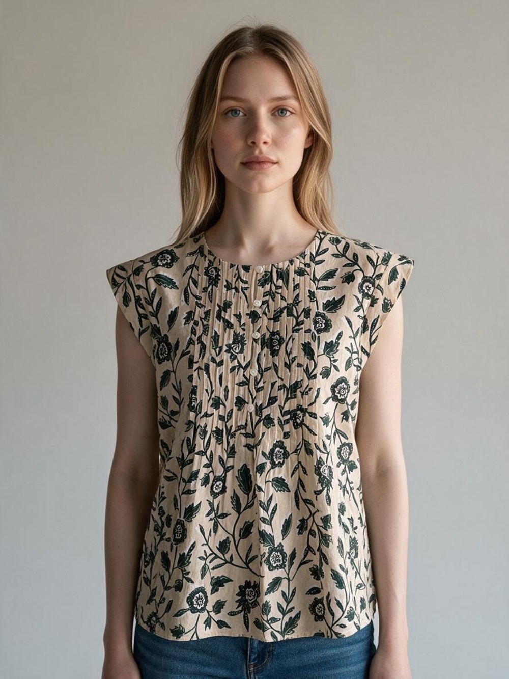 Ann Taylor Batik Print Pintuck Top NWT | Small • Sleeveless • Floral Blouse